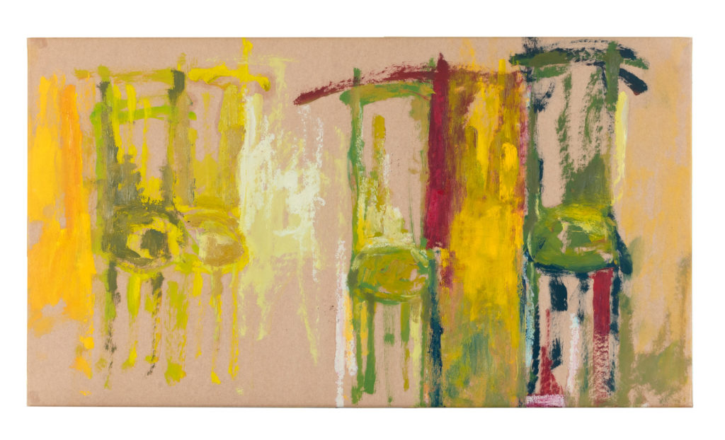 Julie Perrin, “sans titre”,  huile sur papier, 90 cm x 30 cm, 1998